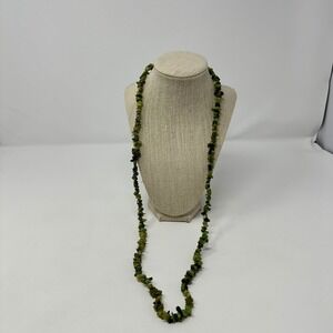 Womens Long Beaded Necklace Green Chip Stone‎ Gemstone Bohemian Style